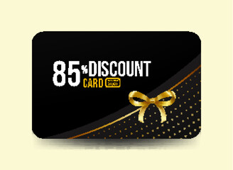 Premium Voucher Card Template 85% Discount with Golden Accents Modern Elegant Gift Card Black and Gold Theme Luxury Card Design Black and Gold Promotional Template
