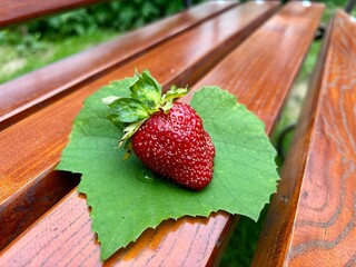 strawberry on wood