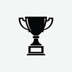 ownload a clean, black silhouette vector of a traditional trophy cup with handles and rectangular base. Perfect for awards, icons, and minimalist designs.