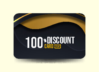 Premium Voucher Card Template 100% Discount with Golden Accents Modern Elegant Gift Card Black and Gold Theme Luxury Card Design Black and Gold Promotional Template