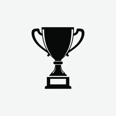 ownload a clean, black silhouette vector of a traditional trophy cup with handles and rectangular base. Perfect for awards, icons, and minimalist designs.