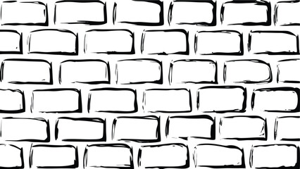 Obraz premium Illustration of a brick wall with black outlines and white fills in a repeating pattern design layout