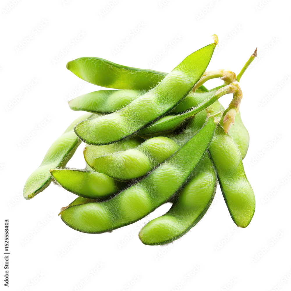 Poster edamame soy beans on a clean transparent background for healthy snacking and culinary uses, edamame 