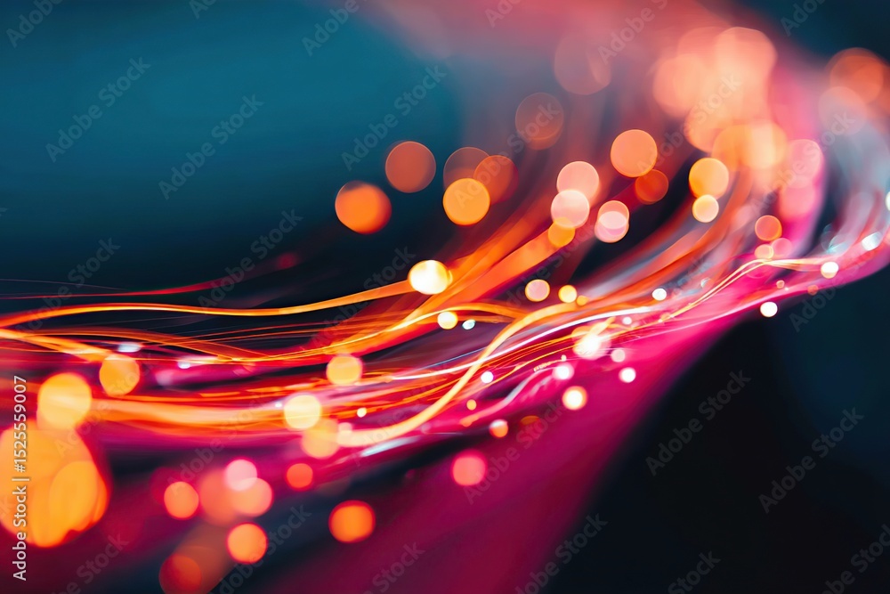 Poster colorful light trails create a dynamic abstract background in vibrant hues