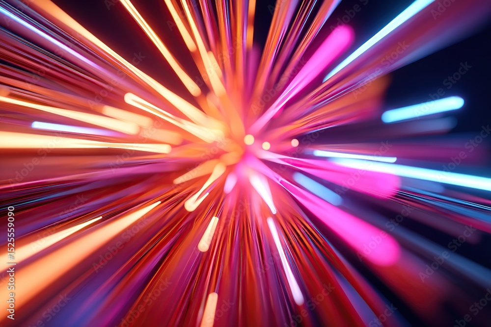 Poster colorful light bursts create vibrant patterns in a dynamic abstract display