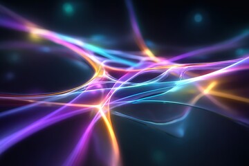 Naklejka premium Colorful glowing neon patterns creating an abstract vibrant atmosphere at night