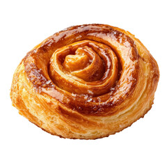 Delicious Danish pastry with rich caramel glaze on a Transparent background, enticing and perfect for dessert lovers, Danish pastry isolated on PNG background