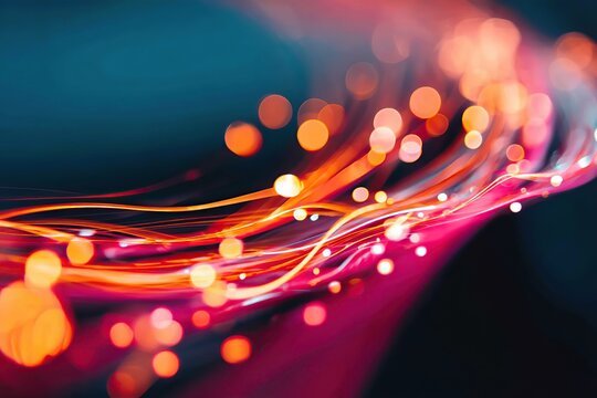 Colorful light trails create a dynamic abstract background in vibrant hues