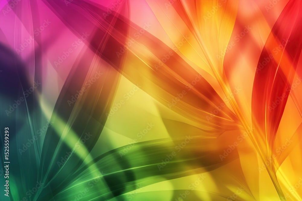 Poster colorful abstract leaf patterns create a vibrant background in nature-inspired design