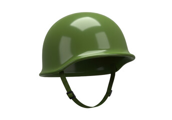 Fototapeta premium A green military helmet, isolated on transparent background, is shown in a 3d render
