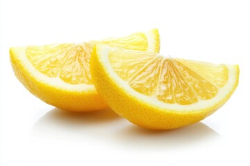 Two lemon slices isolated on white background
