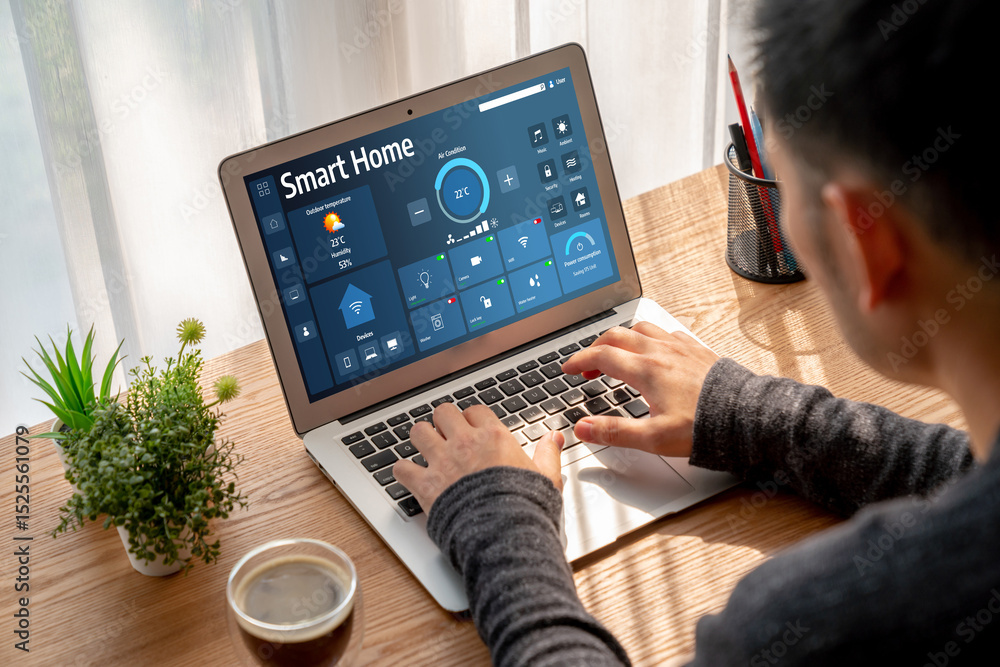 Poster smart home technology, centric remote control system with digital dashboard for air conditioning, sa
