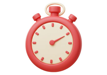 Fototapeta premium A 3d render of a red stopwatch with a creamcolored face, isolated on transparent background