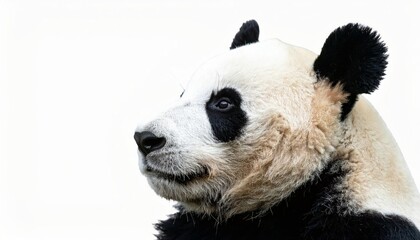 Fototapeta premium Cute playful panda bear over white background