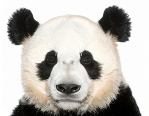 Cute playful panda bear over white background