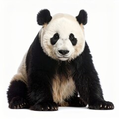 Obraz premium Cute playful panda bear over white background