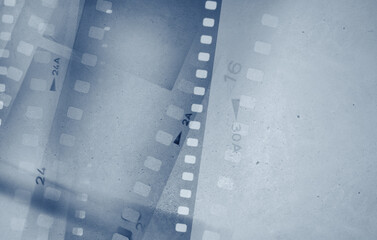 Film negatives blue background