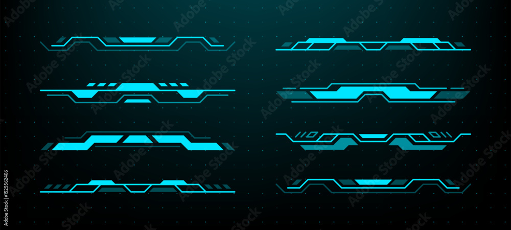 Aufkleber Futuristic hud vector graphics elements set. Modern technology interface frames. Callouts for gaming and digital ui display. Vector graphics.