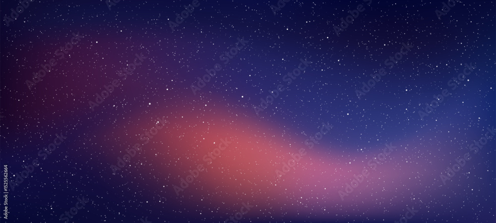 Poster dark blue and purple night sky with many stars. deep space background with a colorful nebula. univer
