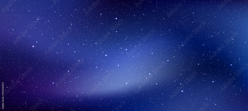 Poster blue night sky with twinkling stars. space vector background. cosmos universe and deep dark galaxy. 