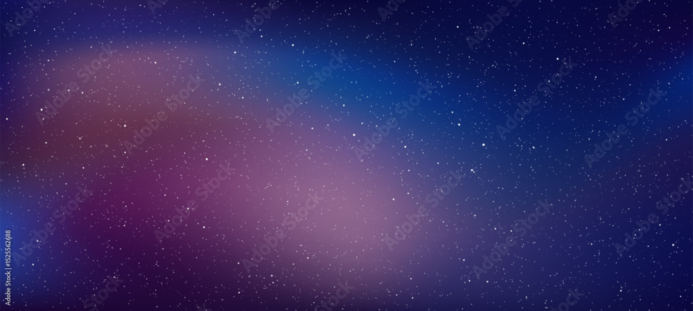 Poster cosmic background with twinkling stars and a colorful galaxy effect. vector space art for astronomy 