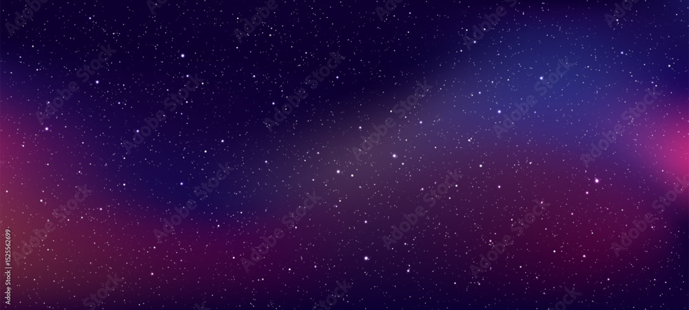 Aufkleber dark blue night sky with shining starfield and bright nebula. cosmic deep space landscape for scienc