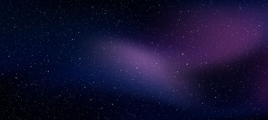 Deep blue and purple space galaxy background with many stars. Night sky universe dark exploration with stardust. Vector graphics.