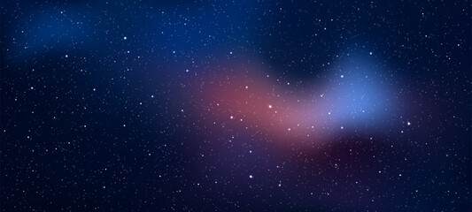 abstract space sky with shining stars. A dark blue universe background for science fiction designs. Beautiful cosmic galaxy. Vector graphics.