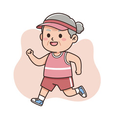 Active elderly woman running in sportswear with a smile  