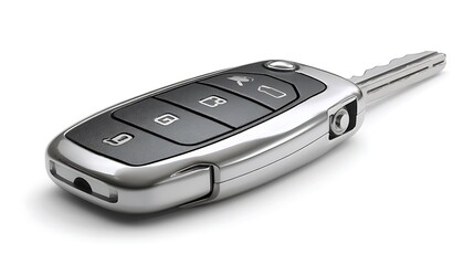 Car key with remote control on isolated background .