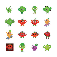 Obraz premium sat cartoon Vegetable and Fruits