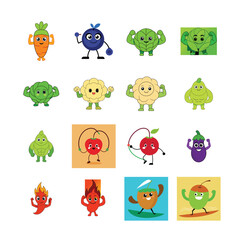Obraz premium sat cartoon Vegetable and Fruits