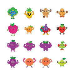 Obraz premium sat cartoon Vegetable and Fruits