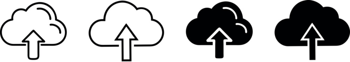 upload cloud icon flat and outline vector illustration