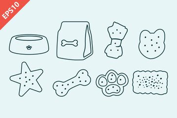 Hand drawn dog foods design vector flat isolated illustration