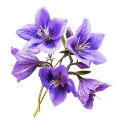 Closeup view of a delicate bouquet of vibrant purple flowers isolated on a Transparent background for artistic display, Closeup view purple flower bouquet isolated on PNG background