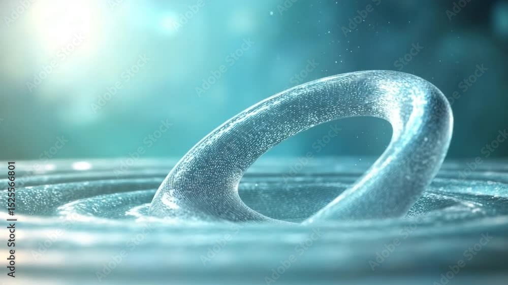 Poster A loop of water : An artistic rendering features a mesmerizing water loop amidst rippling water, evoking a sense of fluidity, movement, and interconnectedness.
