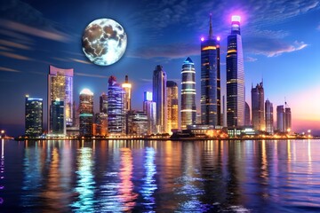 Night fantasy city skyline perfect for real estate agent promotion urban housing project development billboard design and property company advertisement olgamcs backgrounds ads business art