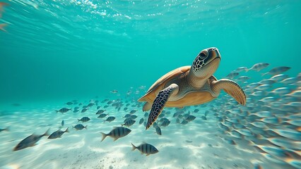 Obraz premium turtle swimming in the sea