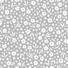 Vector dense seamless pattern with hand drawn cute flowers. Beautiful design for textile, wallpaper, fabric, wrapping paper and backgrounds.