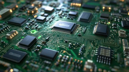 Close-up of a Circuit Board's Intricate Design