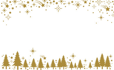 Festive christmas frame vector illustration. Ornamental stars, trees.