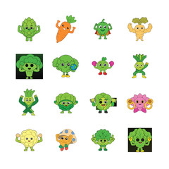 Obraz premium sat cartoon Fruits and Vegetable 