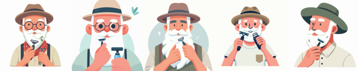 Grandpa character vector shaving beard