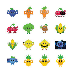 Obraz premium sat cartoon Fruits and Vegetable 