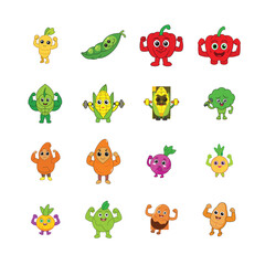 Obraz premium sat cartoon Fruits and Vegetable 