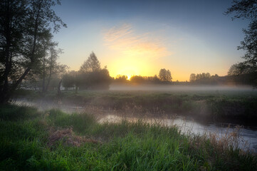Serene Landscape at Sunrise