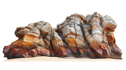 Natural rock formation on a sandy beach under bright daylight. Isolated on a transparent or white background, ideal for nature, travel, and coastal design themes.