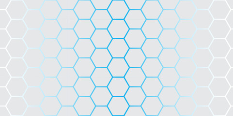Naklejka premium Minimal White Hexagon Pattern on Gradient Background – Abstract Tech Design. 