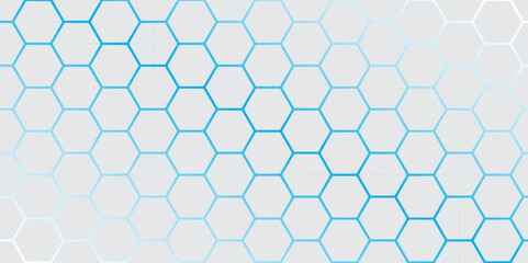 Naklejka premium Minimal White Hexagon Pattern on Gradient Background – Abstract Tech Design. 